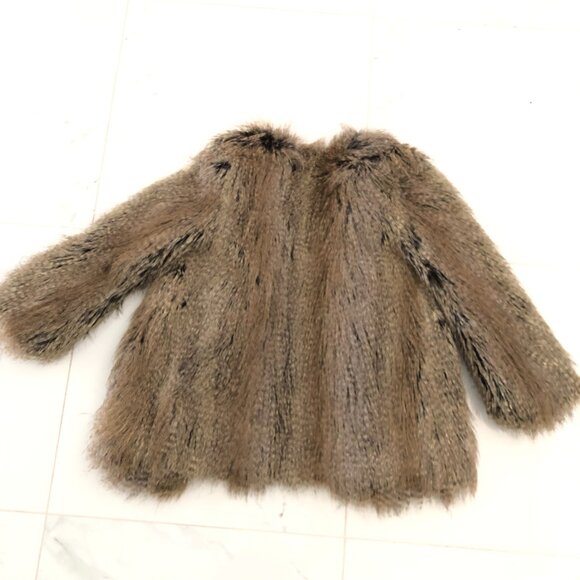 Trina Turk Women’s Faux Fur Coat Size M Medium Outdoor Winter Being Tan Brown - Picture 8 of 11